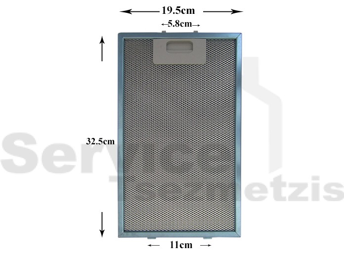 Gallery image 1 of ΦΙΛΤΡΟ ΑΠΟΡΡΟΦΗΤΗΡΑ ΜΕΤΑΛΛΙΚΟ 32,5X19,5CM AEG ZANUSSI 4055101697