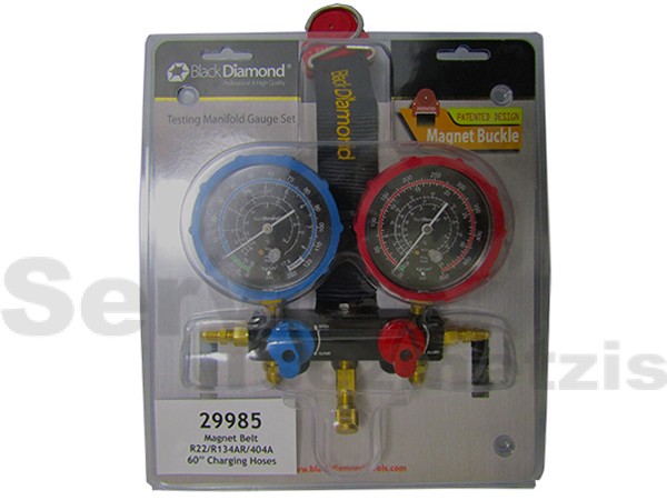 Gallery image 1 of ΜΑΝΟΜΕΤΡΑ ΣΕΤ ΜΕ ΛΑΣΤΙΧΑ 120MM R22/R134/R404 BALL VALVE BLACK DIAMOND