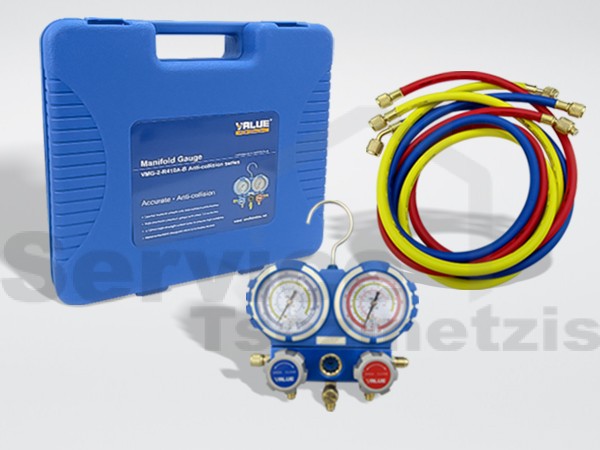 Gallery image 1 of ΜΑΝΟΜEΤΡΟ ΣΕΤ ΜΕ ΣΩΛΗΝΕΣ 1.5M VALUE VMG-2 R410A/R407C/R34A/R22
