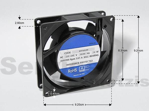 Gallery image 1 of ΑΝΕΜΙΣΤΗΡΑΣ ΨΥΓΕΙΟΥ 92Χ92Χ25MM 14W 220/240V